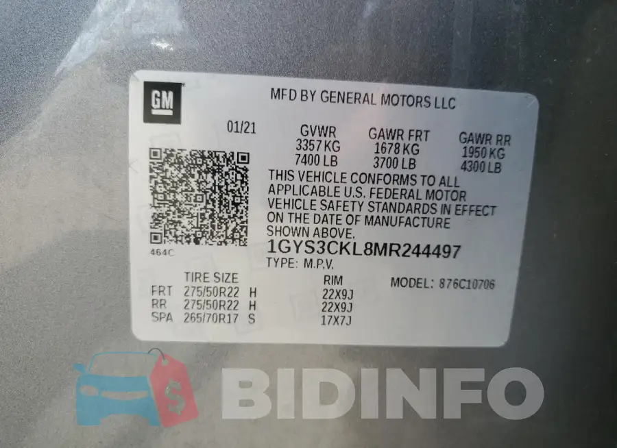 1GYS3CKL8MR244497 Photo# 13