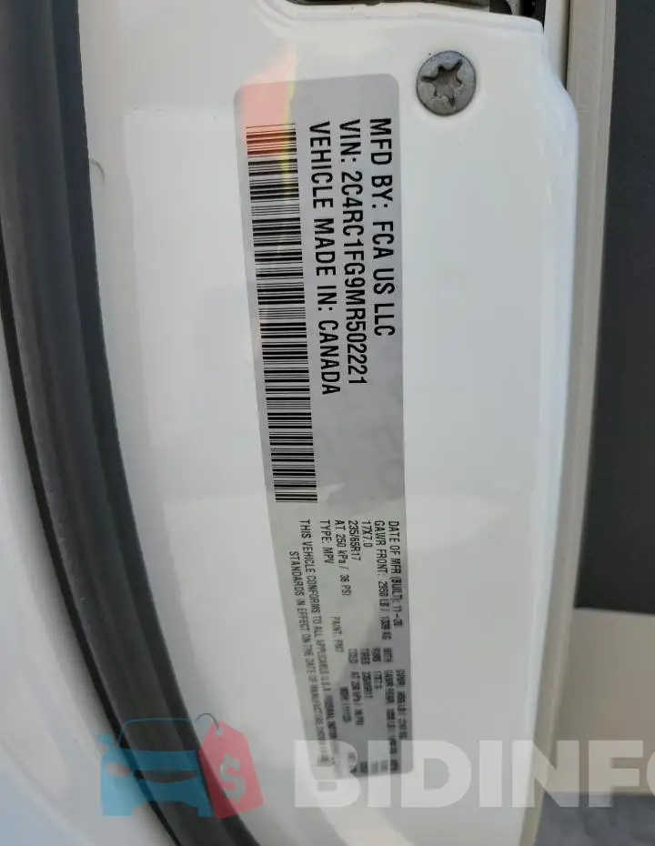 2C4RC1FG9MR502221 Photo# 13