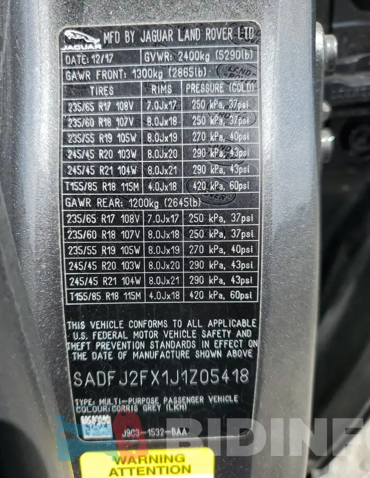 SADFJ2FX1J1Z05418 Photo# 13