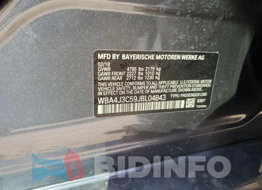 WBA4J3C59JBL04843 Photo# 12
