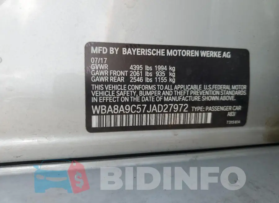 WBA8A9C57JAD27972 Photo# 12