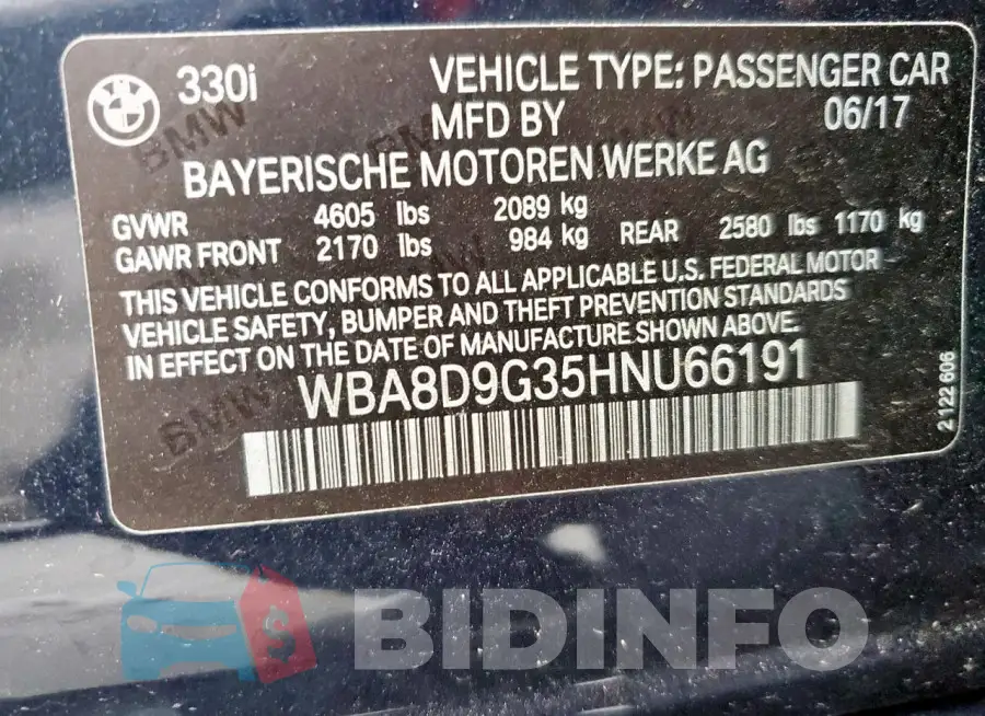 WBA8D9G35HNU66191 Photo# 13