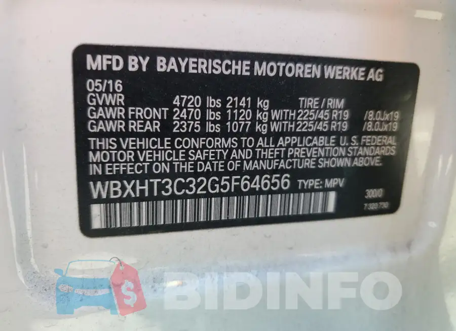 WBXHT3C32G5F64656 Photo# 13