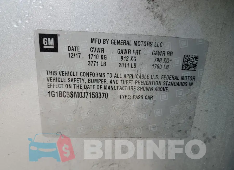 1G1BC5SM0J7158370 Photo# 12