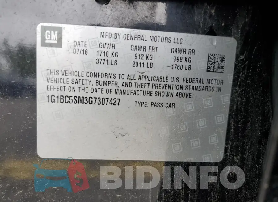 1G1BC5SM3G7307427 Photo# 12