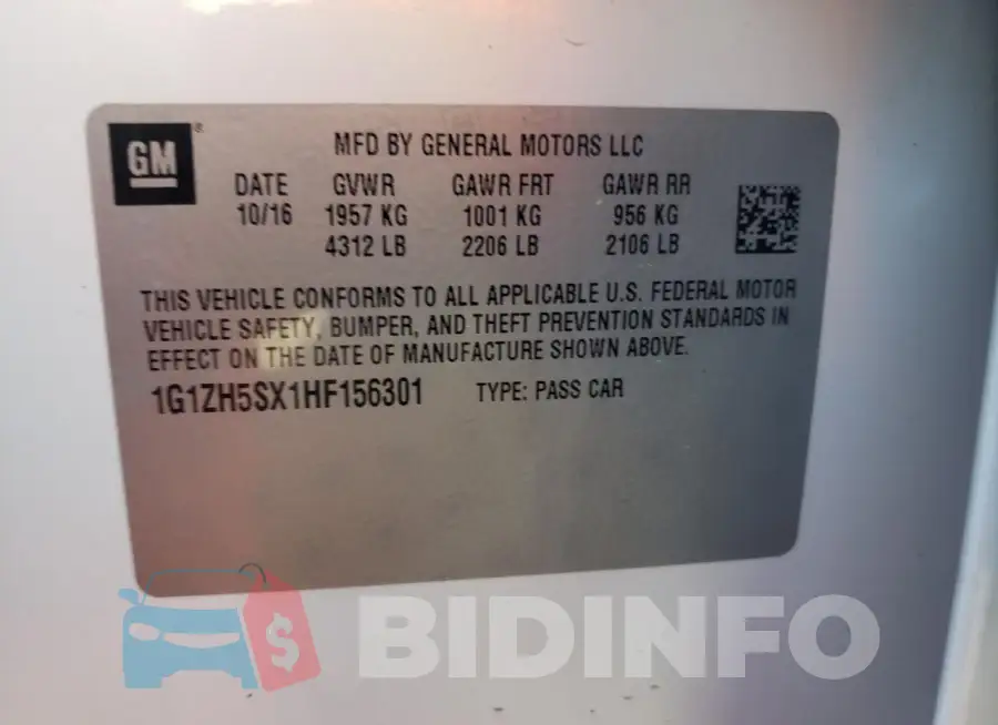 1G1ZH5SX1HF156301 Photo# 12