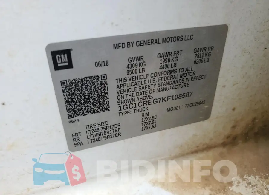 1GC1CREG7KF108587 Photo# 12