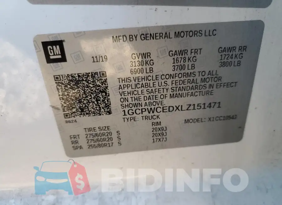1GCPWCEDXLZ151471 Photo# 12