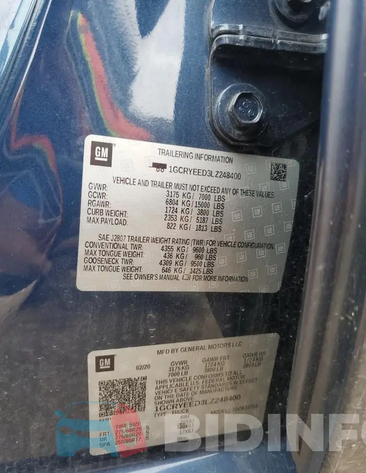 1GCRYEED3LZ248400 Photo# 13