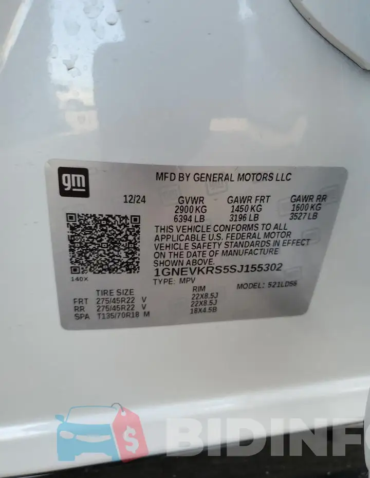 1GNEVKRS5SJ155302 Photo# 13