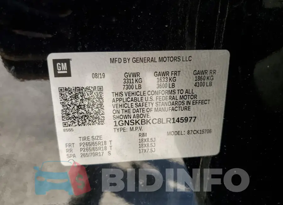 1GNSKBKC8LR145977 Photo# 13