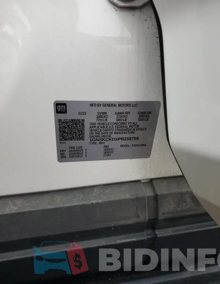 1GNSKCKDXPR259709 Photo# 12
