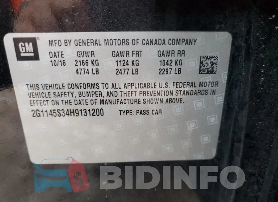 2G1145S34H9131200 Photo# 12
