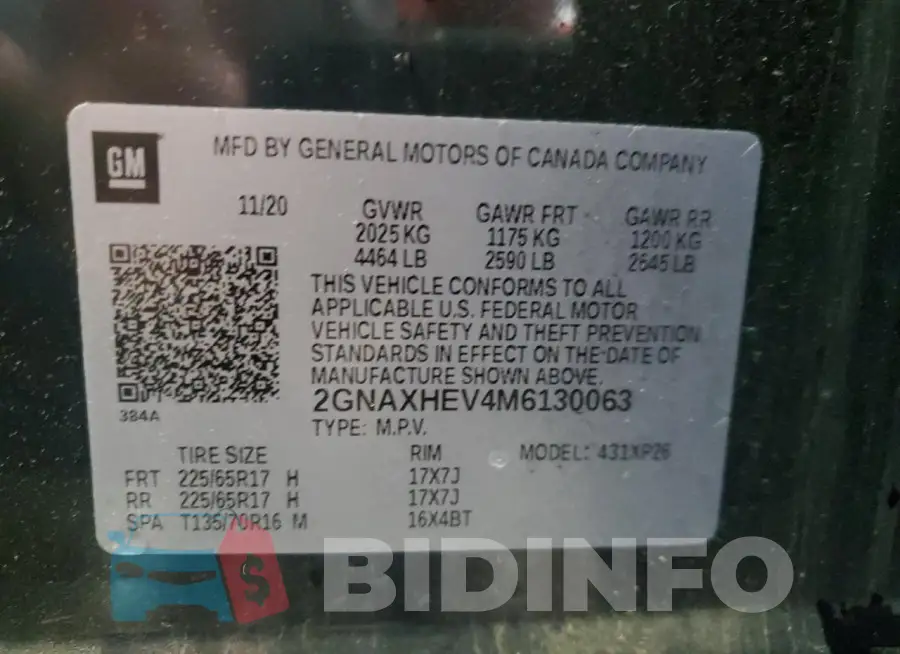 2GNAXHEV4M6130063 Photo# 13