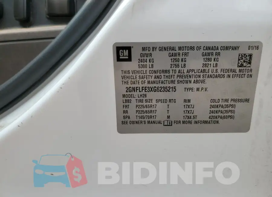 2GNFLFE3XG6235215 Photo# 13