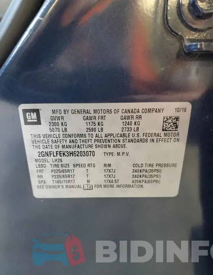 2GNFLFEK3H6203070 Photo# 14