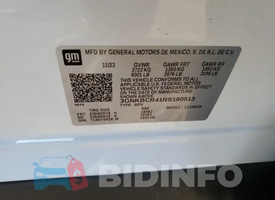 3GNKBCR41RS190513 Photo# 12