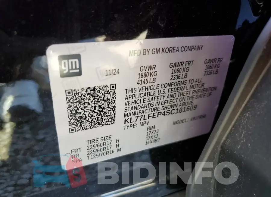 KL77LFEP4SC161609 Photo# 13