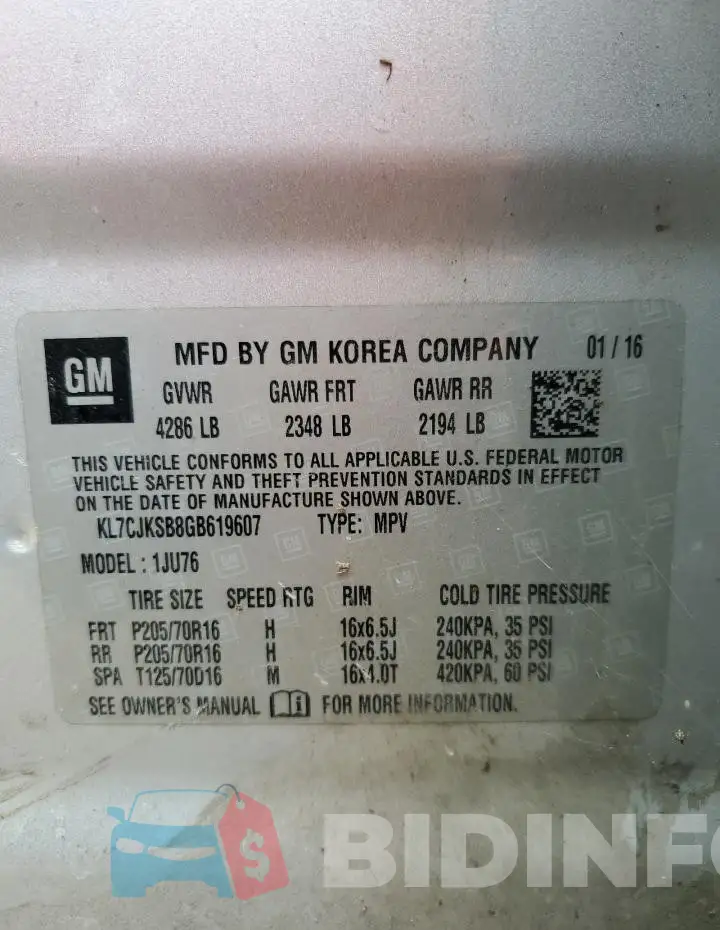 KL7CJKSB8GB619607 Photo# 13