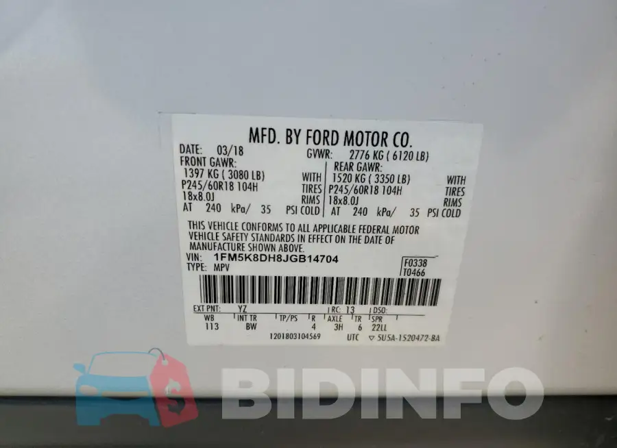 1FM5K8DH8JGB14704 Photo# 13