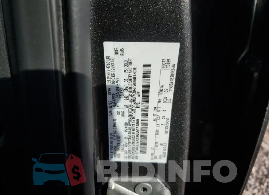 1FMCU9JX3GUA71869 Photo# 13