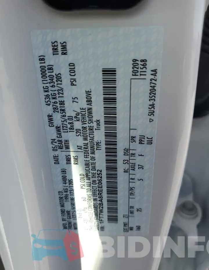 1FT7W2BA8REE06252 Photo# 12