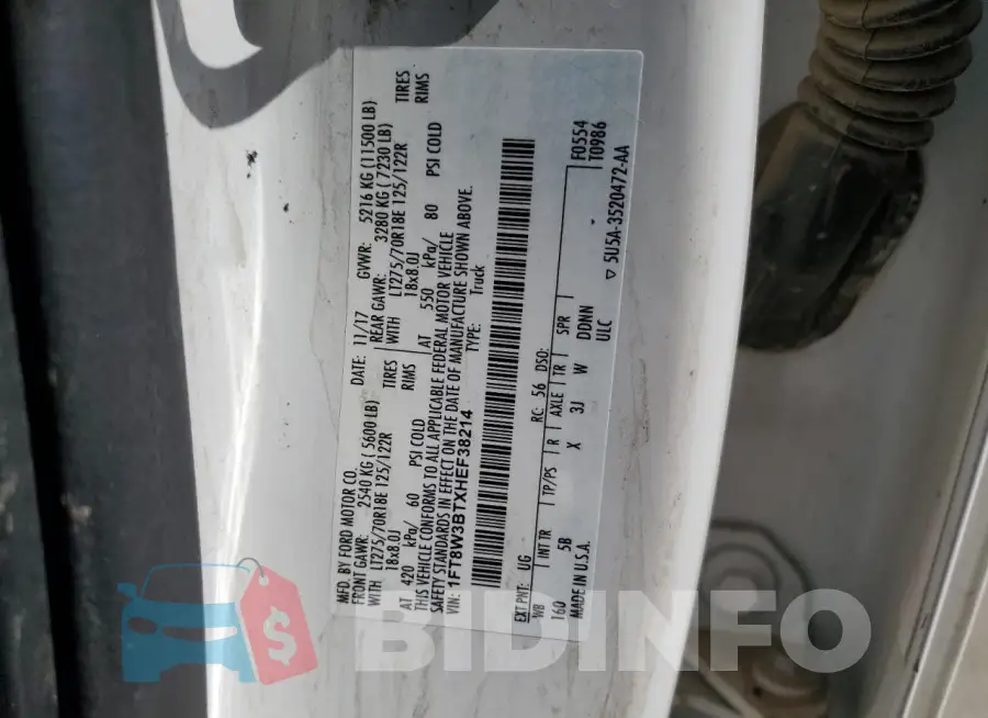 1FT8W3BTXHEF38214 Photo# 12
