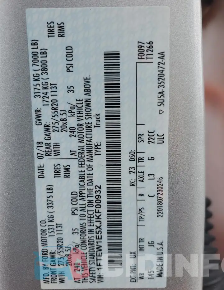 1FTEW1E5XJKF00932 Photo# 12