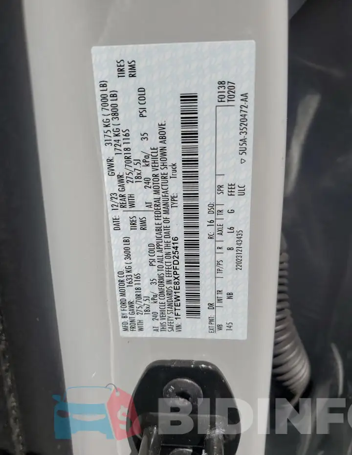 1FTEW1E8XPFD25416 Photo# 12