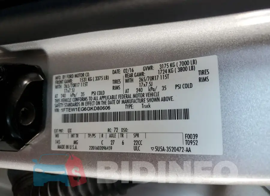 1FTEW1EG6GKD80606 Photo# 12