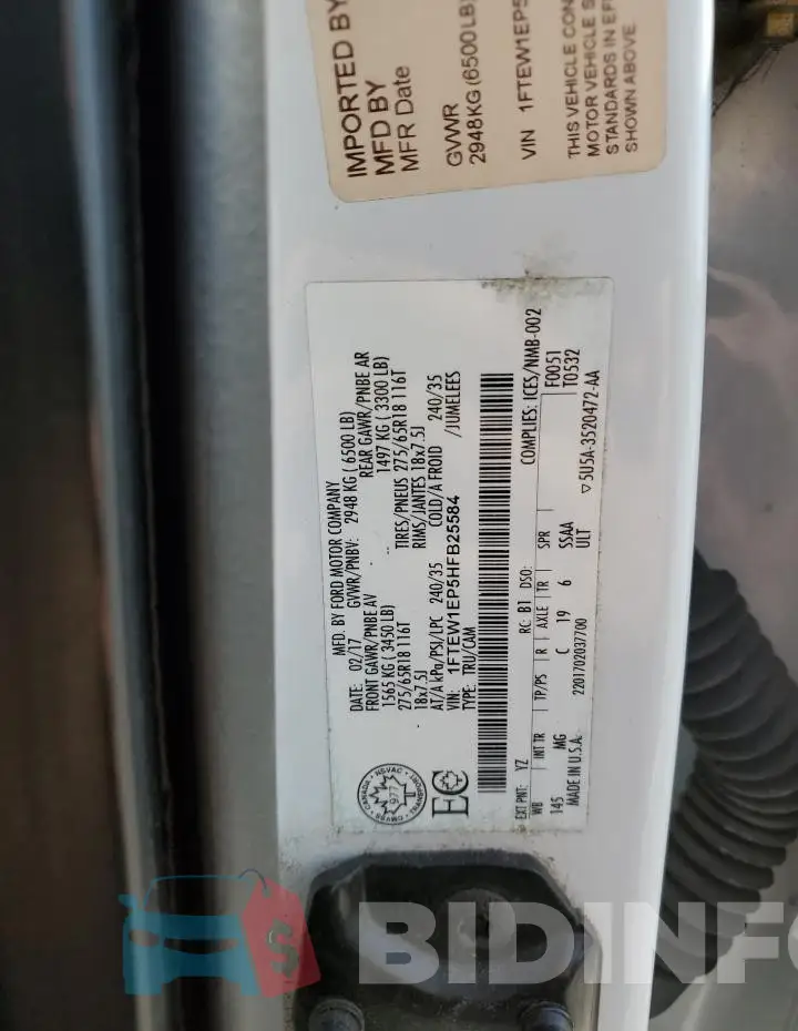 1FTEW1EP5HFB25584 Photo# 12