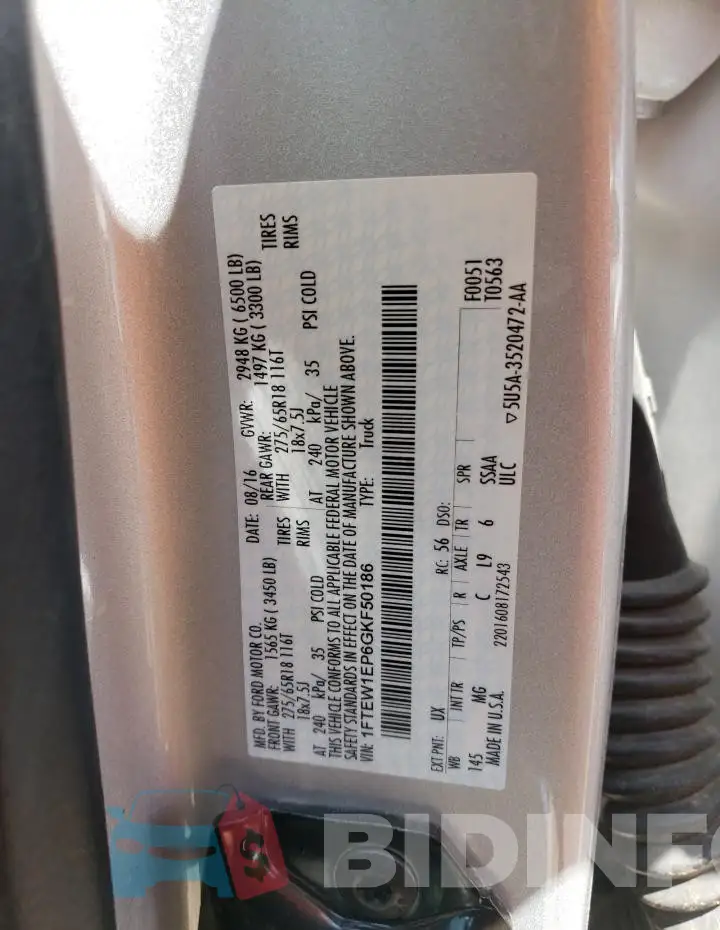 1FTEW1EP6GKF50186 Photo# 12