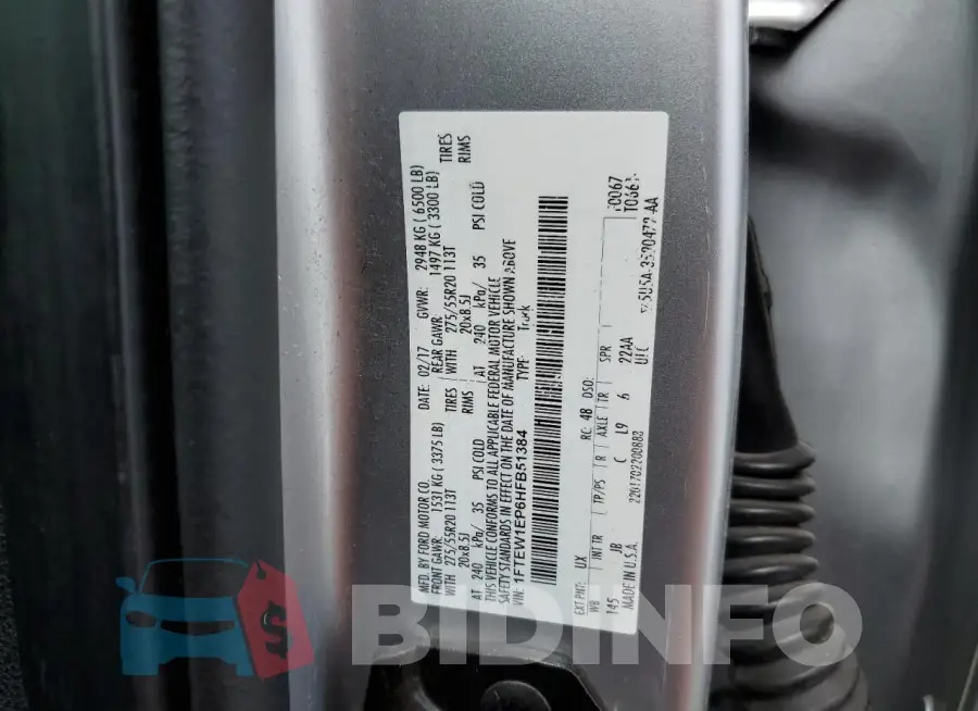 1FTEW1EP6HFB51384 Photo# 12