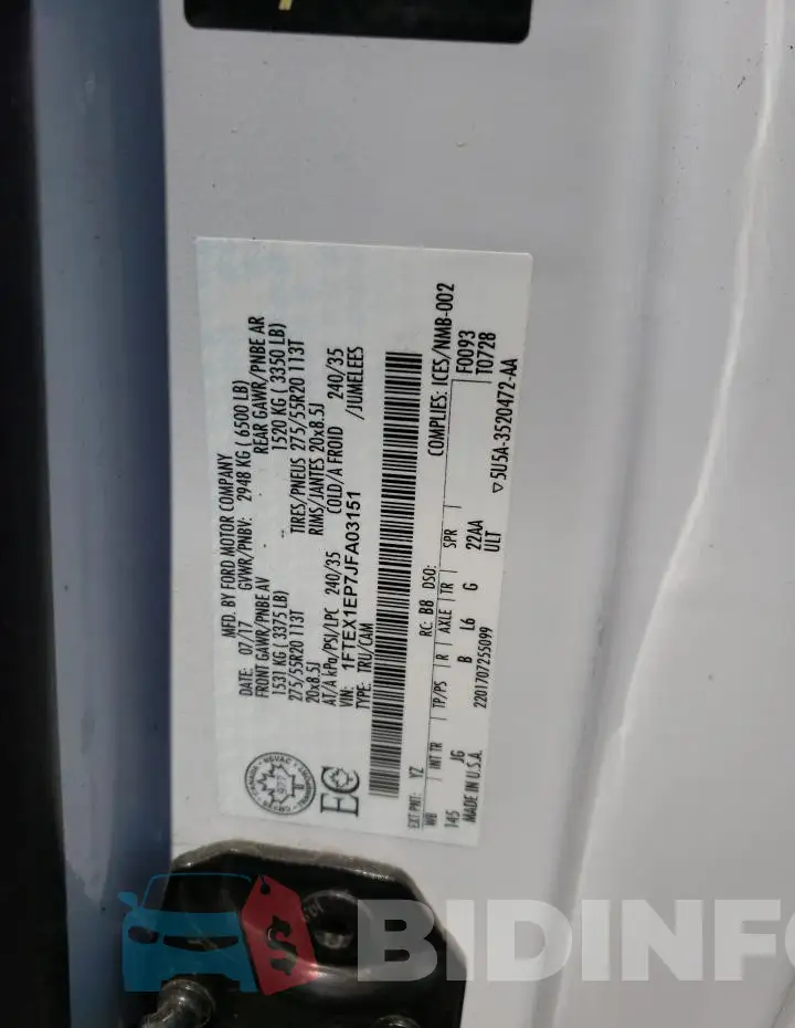 1FTEX1EP7JFA03151 Photo# 12