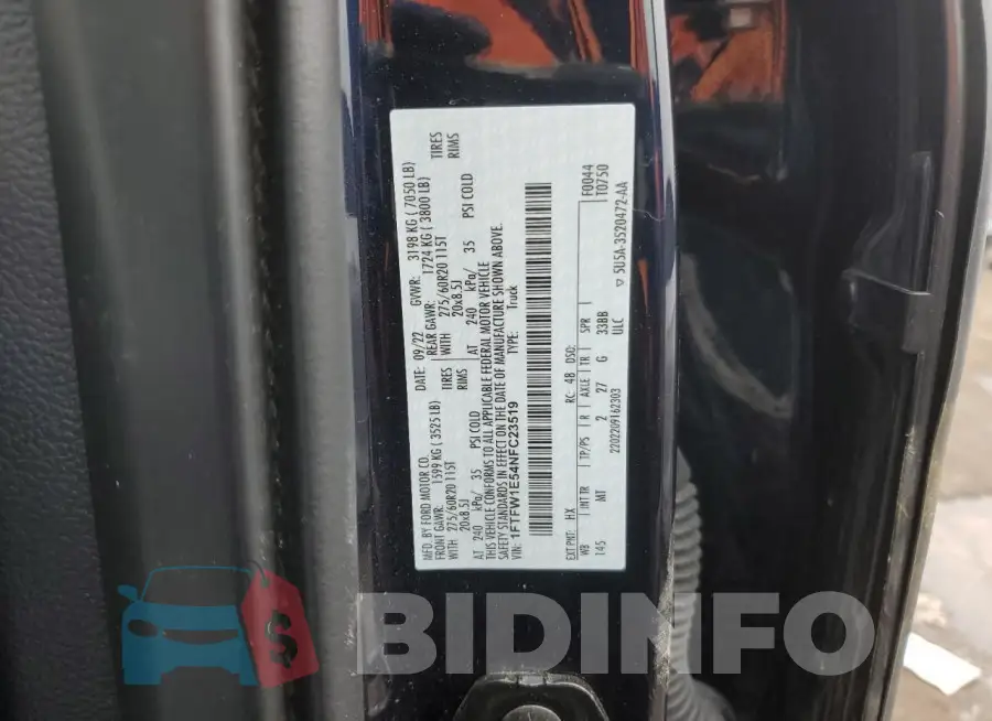 1FTFW1E54NFC23519 Photo# 12