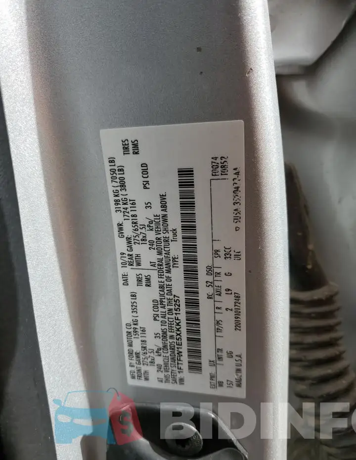 1FTFW1E5XKKF15257 Photo# 12
