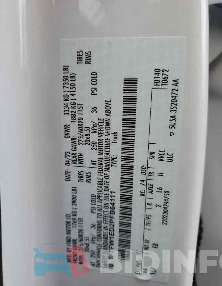 1FTFW1ED2PFB64111 Photo# 12