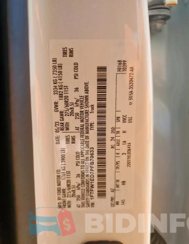 1FTFW1ED7PFB70633 Photo# 12