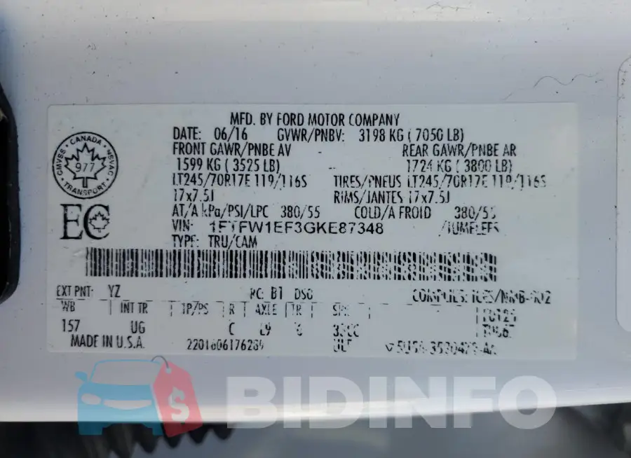 1FTFW1EF3GKE87348 Photo# 12