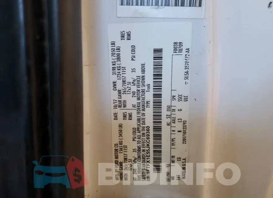 1FTFX1E55JKC69360 Photo# 12