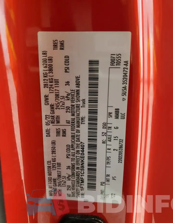 1FTMF1C59NKE04407 Photo# 13