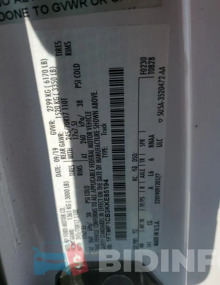 1FTMF1CB3KKE85194 Photo# 12