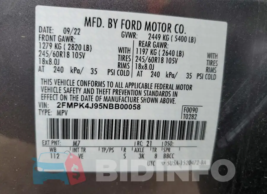 2FMPK4J95NBB00058 Photo# 13