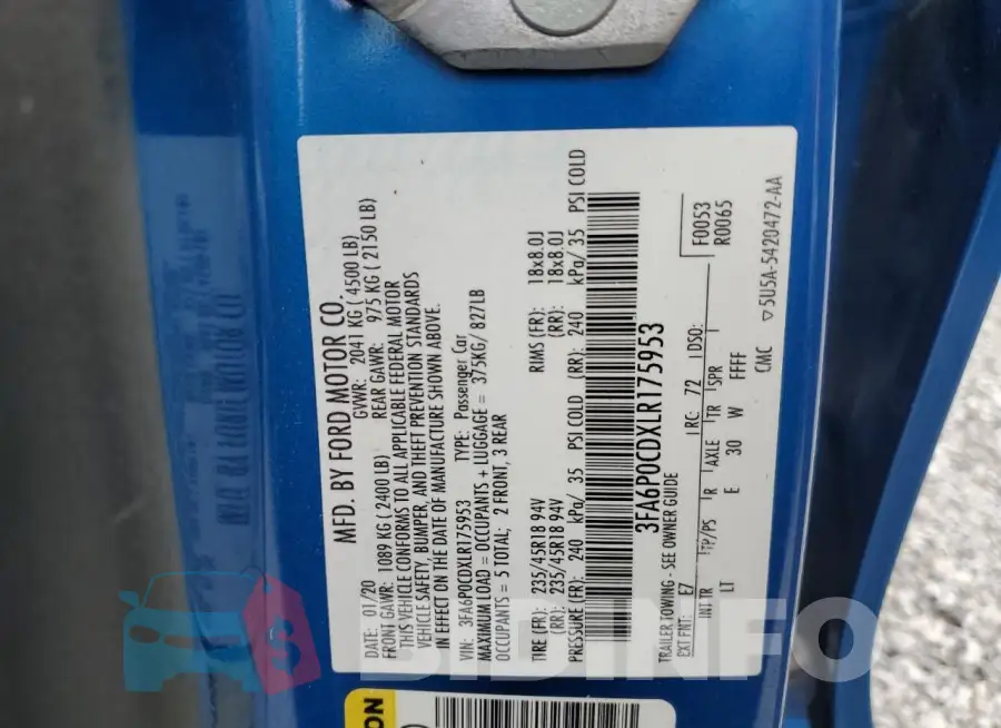 3FA6P0CDXLR175953 Photo# 12