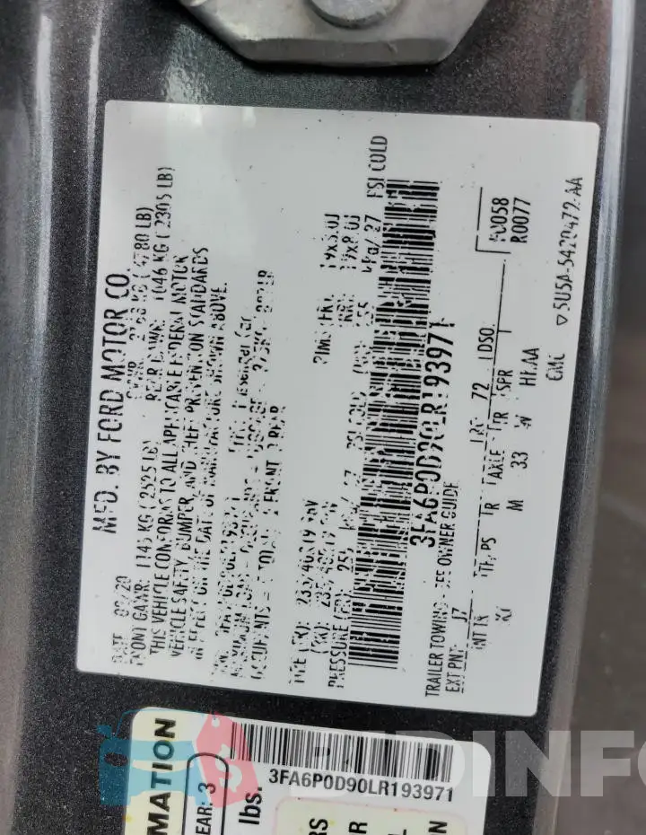 3FA6P0D90LR193971 Photo# 12
