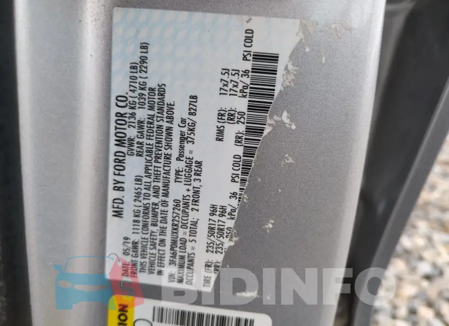 3FA6P0MUXKR257260 Photo# 12