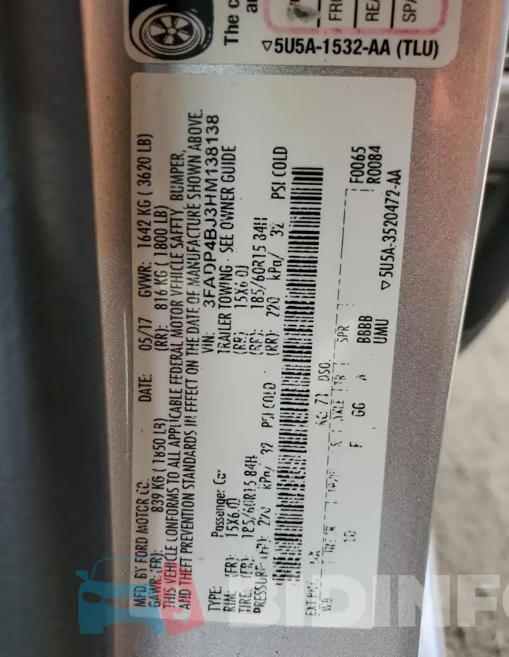 3FADP4BJ3HM138138 Photo# 12