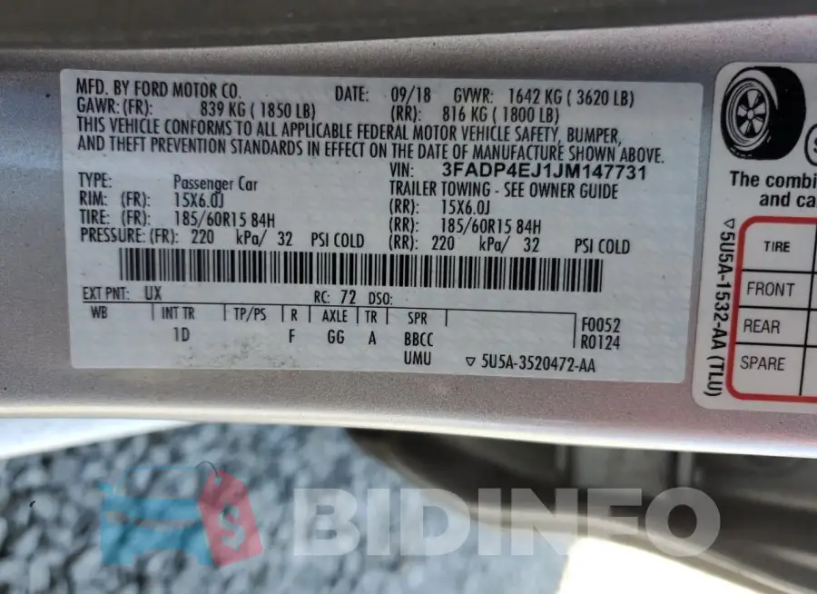 3FADP4EJ1JM147731 Photo# 12