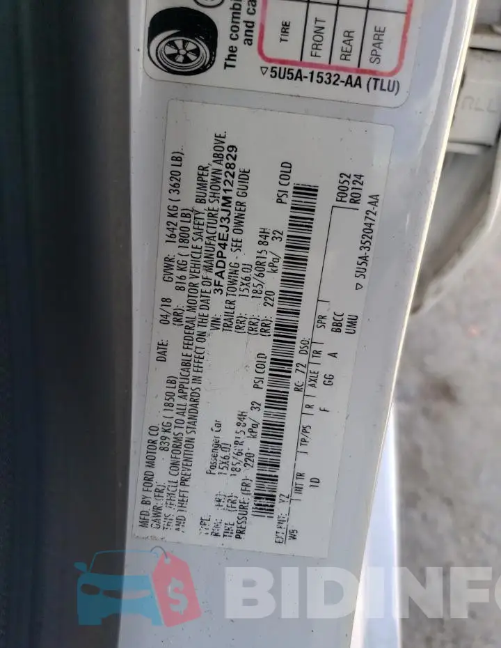 3FADP4EJ3JM122829 Photo# 13