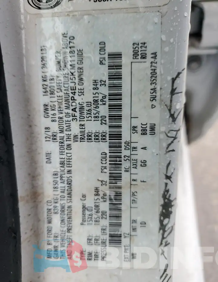 3FADP4EJ5KM118170 Photo# 12